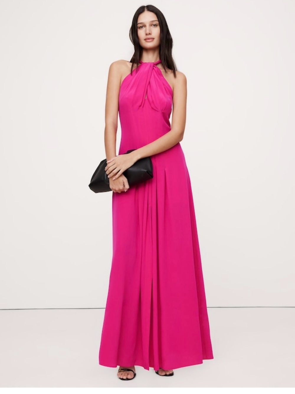 Banana Republic matte silk halter maxi dress